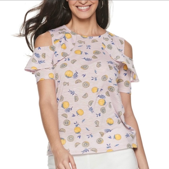 JUICY COUTURE Top Lemons Cold-Shoulder Lavender Size S XL - Picture 2 of 11